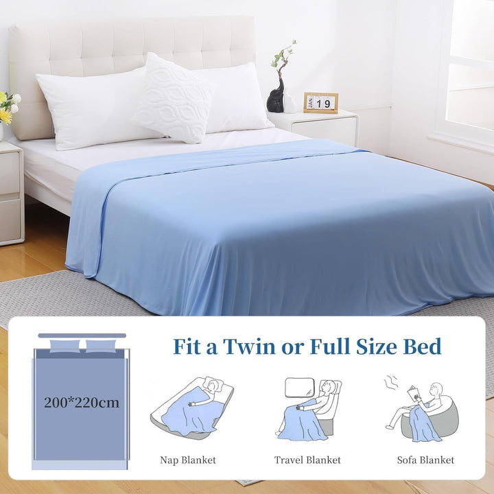 Cool Fiber Q-Max 0.4 Double-Sided Ice Silk Cooling Blanket – Lake Blue | Stornfield