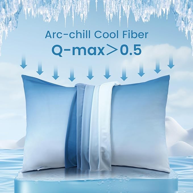 2 Pack Blue Cooling Pillowcases – Breathable, Soft, Skin & Hair Protecting | Stornfield
