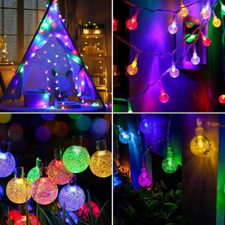 Solar-Powered Crystal Ball String Lights | Stornfield