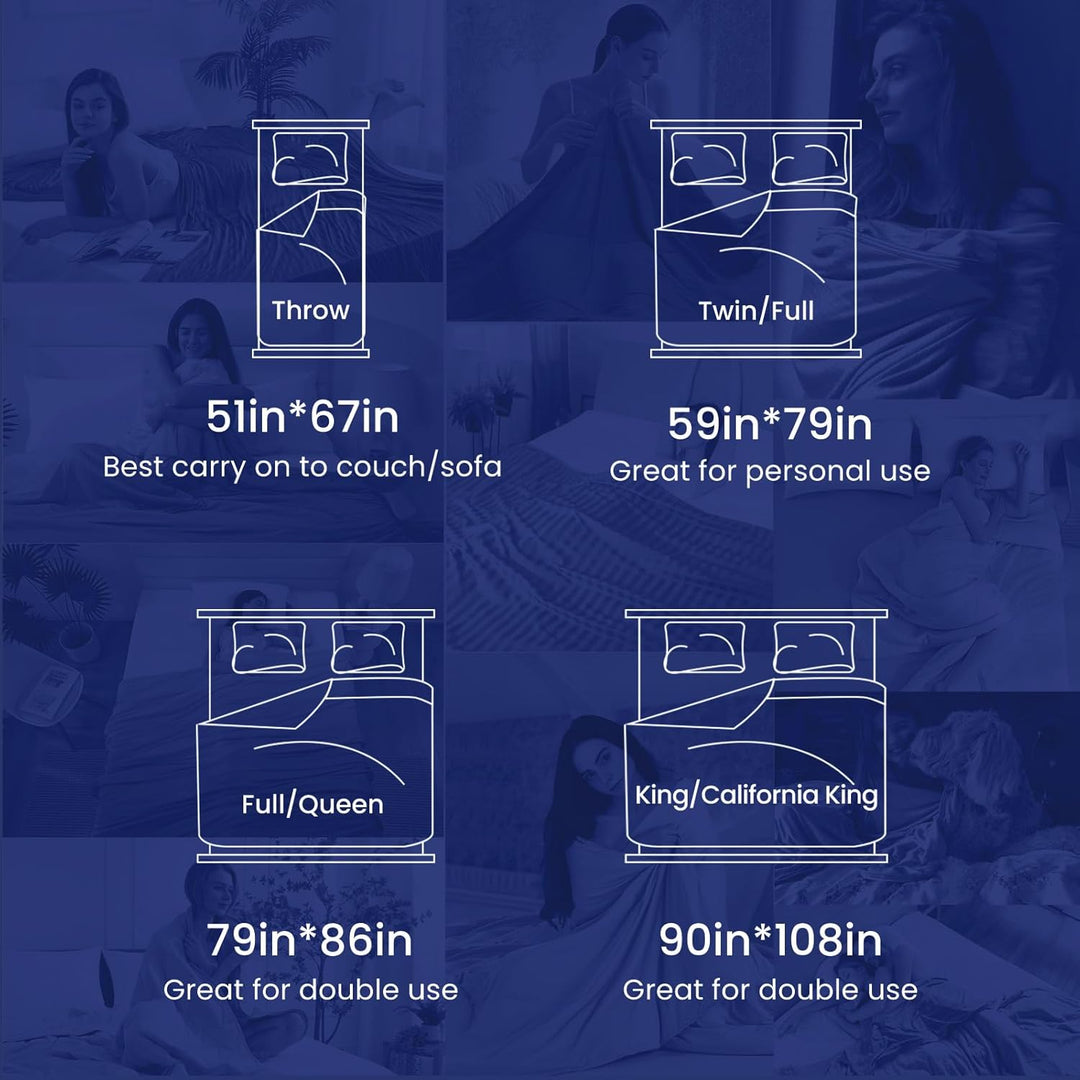 Cooling Blanket – Q-Max > 0.5, Striped & Breathable for Hot Sleepers of Navy Blue | Stornfield