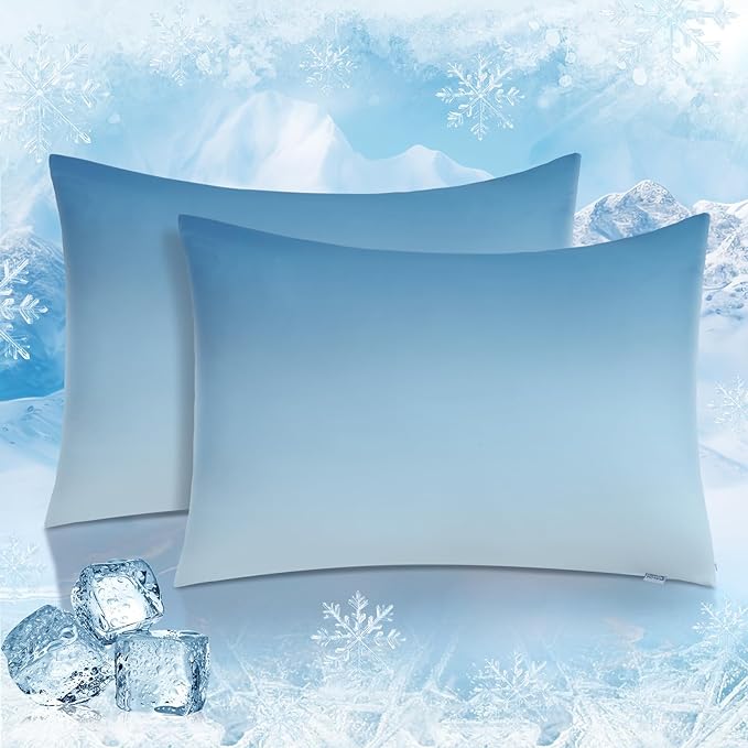 2 Pack Blue Cooling Pillowcases – Breathable, Soft, Skin & Hair Protecting | Stornfield