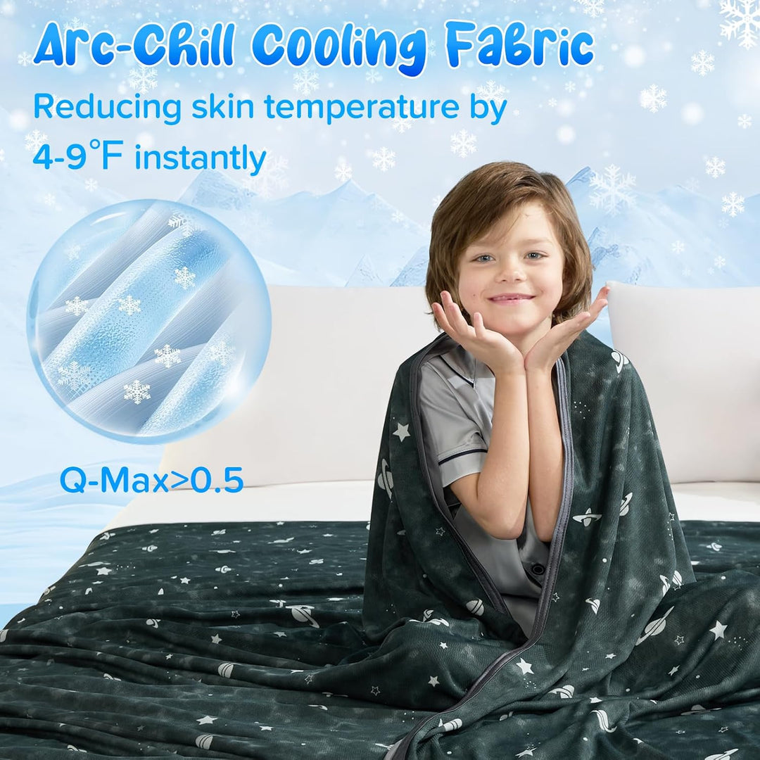 Glow-in-the-Dark Cooling Blanket For Kids– Q-Max > 0.5, Double-Sided Color Black | Stornfield
