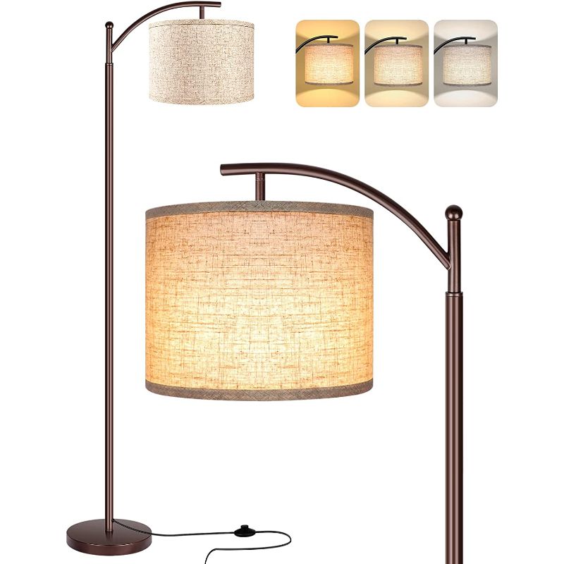 Stornfield | Floor Lamp with 3-Color Temperature LED Bulb, Tall Industrial Reading Floor Lamp for Bedroom, Office, White Lampshade Included