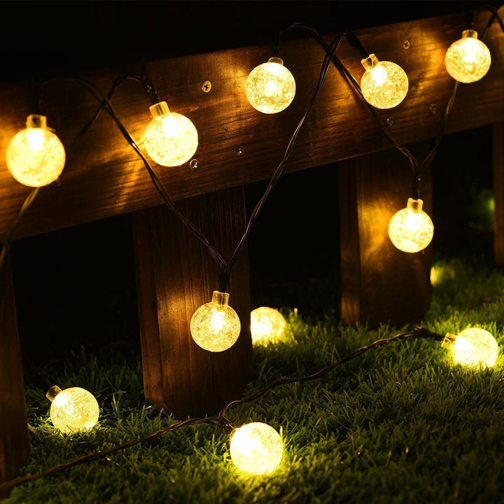 Solar-Powered Crystal Ball String Lights | Stornfield