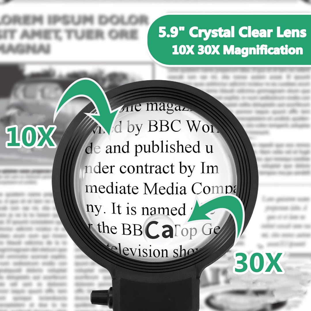 Stornfield | Full-Page Magnifying Glass with LED Light – Hands-Free Reading Aid for Books, Crafts & Hobbies