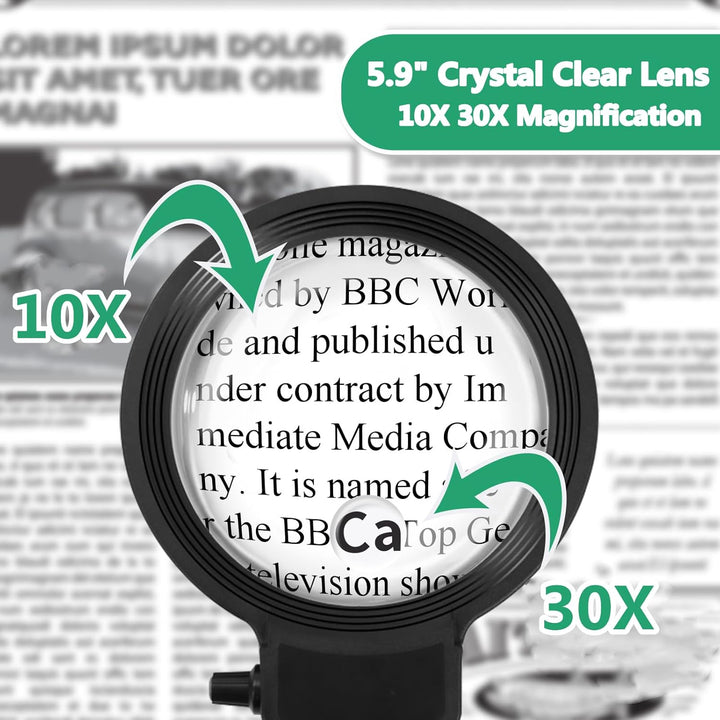 Stornfield | Full-Page Magnifying Glass with LED Light – Hands-Free Reading Aid for Books, Crafts & Hobbies