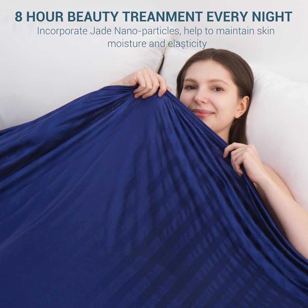 Cooling Blanket – Q-Max > 0.5, Striped & Breathable for Hot Sleepers of Navy Blue | Stornfield