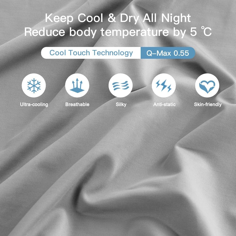2-Pack Cooling Pillowcases – Q-Max >0.5 , Anti-Static, Hidden Zipper,, Color Gray | Stornfield