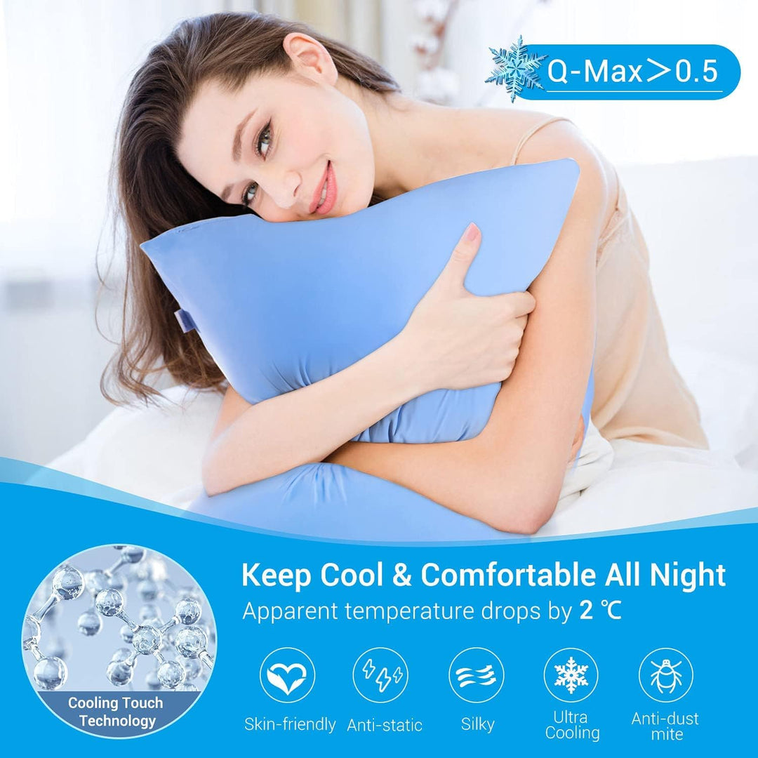 2-Pack Premium Silky Super Cooling Blue Pillowcases –  Extreme Q-Max 0.5 | Stornfield