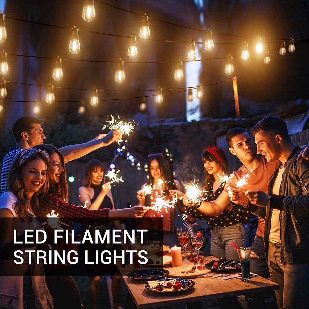 Stornfield | Outdoor String Lights, 53FT/16M S14 LED Outdoor Garden String Lights, IP65 Waterproof Outdoor Decorative Lights with Main Power Supply 2700K 15+1 (Spare) Bulbs for Wedding Garden Patio Party