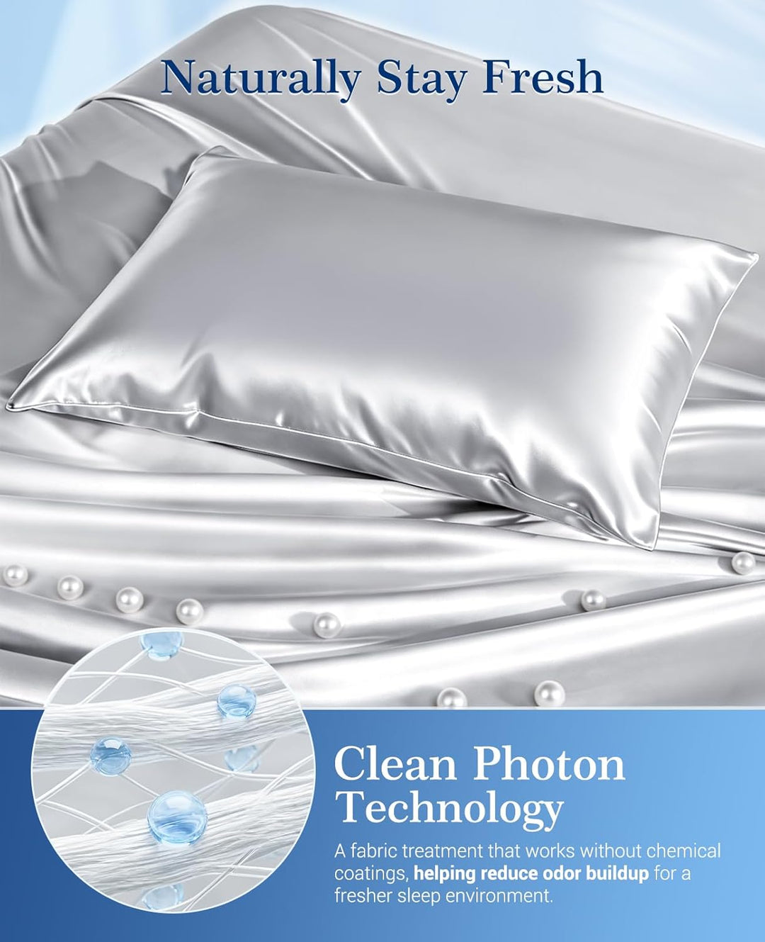 Cooling Pillowcases Q-max>0.5, 2-Pack, Soft & Hair-Friendly- Silver Gray | Stornfield