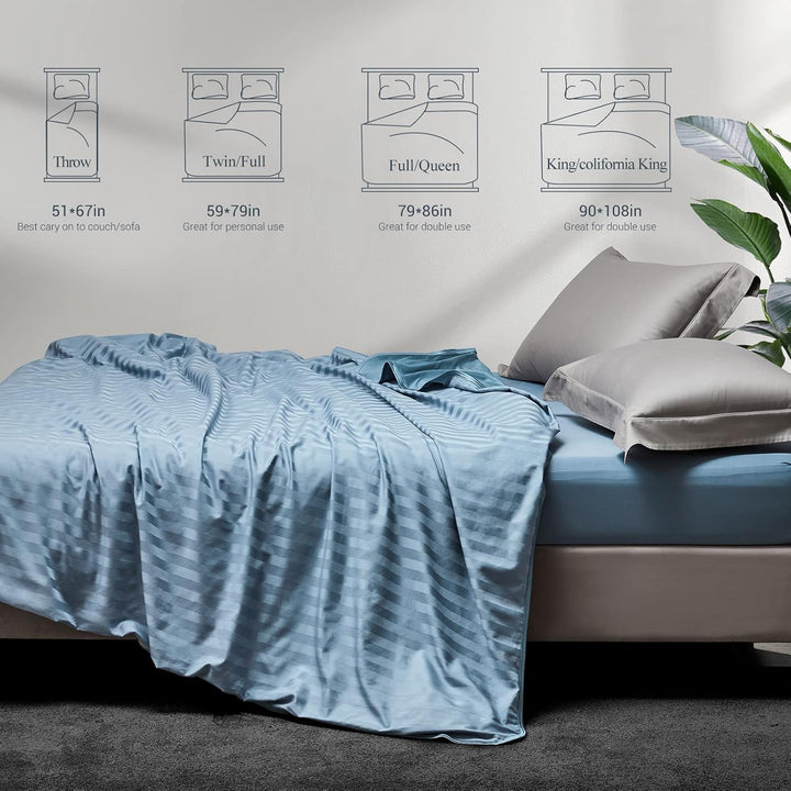 Cooling Fabric Q-max>0.5  Double-Sided Summer Blanket of Color Blue | Stornfield