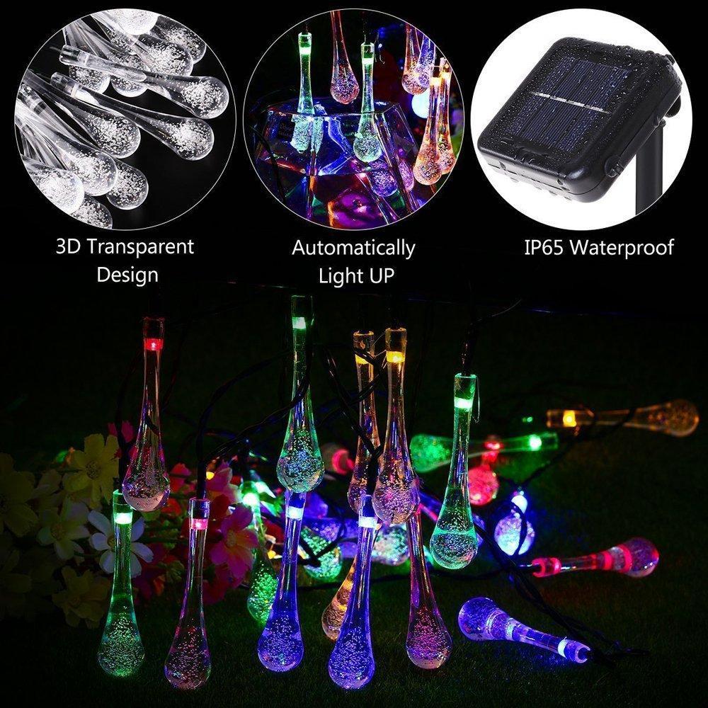 Outdoor Solar String Lights, Garden Decor LED Water Drop Waterproof Lights | Stornfield