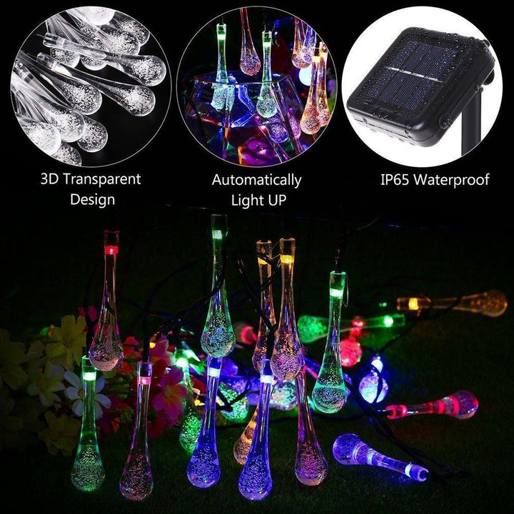 Outdoor Solar String Lights, Garden Decor LED Water Drop Waterproof Lights | Stornfield
