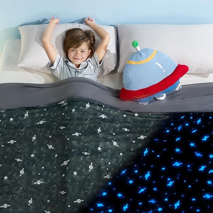 Glow-in-the-Dark Cooling Blanket For Kids– Q-Max > 0.5, Double-Sided Color Black | Stornfield