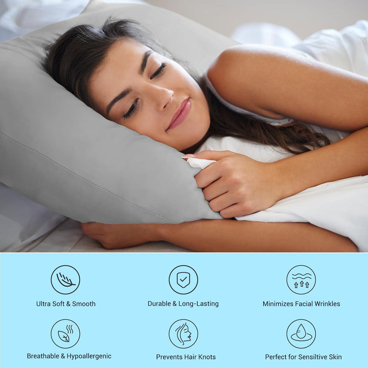 2-Pack Cooling Pillowcases – Q-Max >0.5 , Anti-Static, Hidden Zipper,, Color Gray | Stornfield