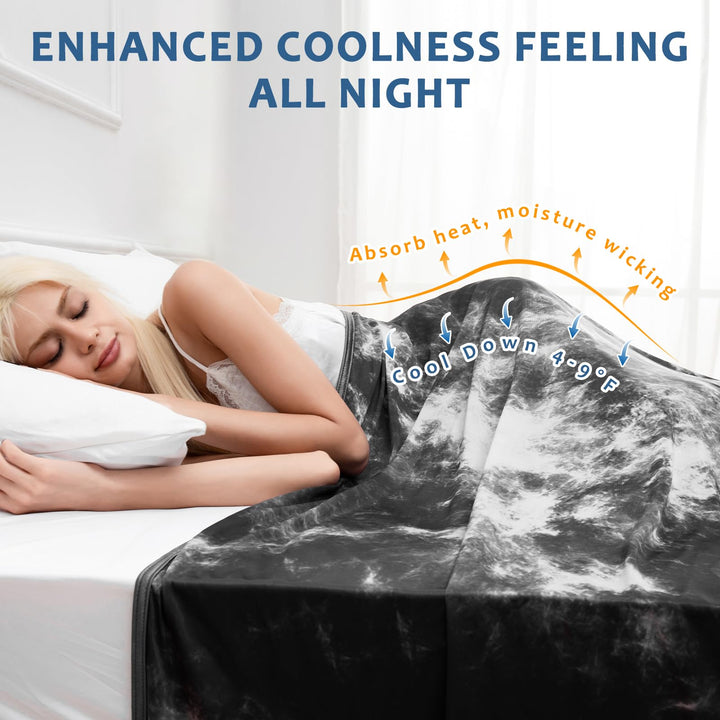 Tie Dye Cooling Blanket – Q-Max 0.5+ Double-Layer Dual-Sided Cool Touch Blanket for Comfortable Summer Nights-Grey | Stornfield