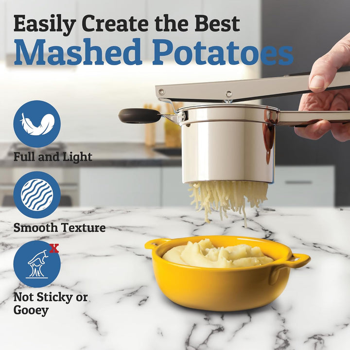 Stornfield | PureMasher Pro Stainless Steel Potato Masher 15oz | Extra Large Capacity | For Mashed Potatoes, Vegetables & Fruits | Lump-Free & Durable