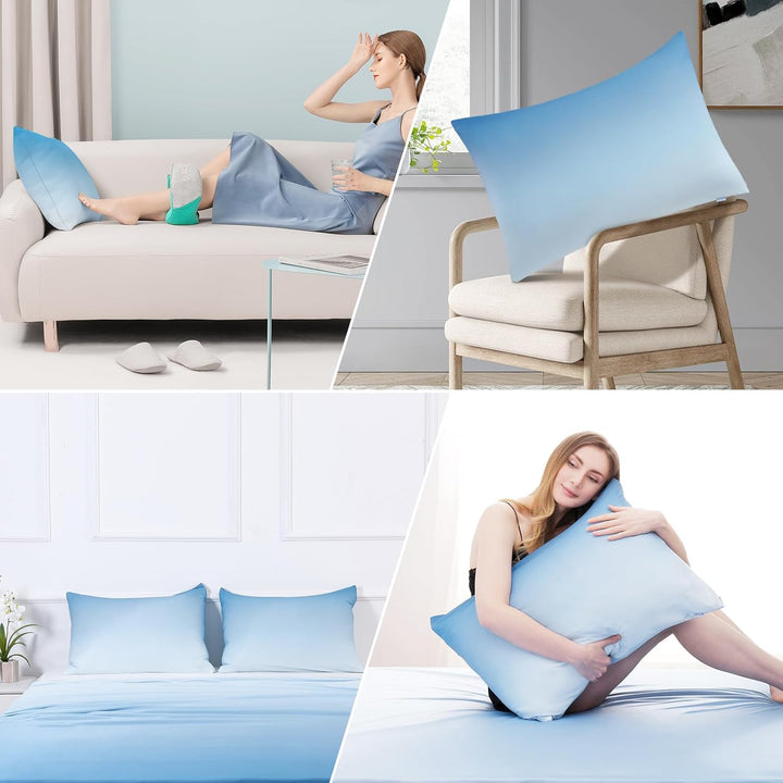 2 Pack Blue Cooling Pillowcases – Breathable, Soft, Skin & Hair Protecting | Stornfield