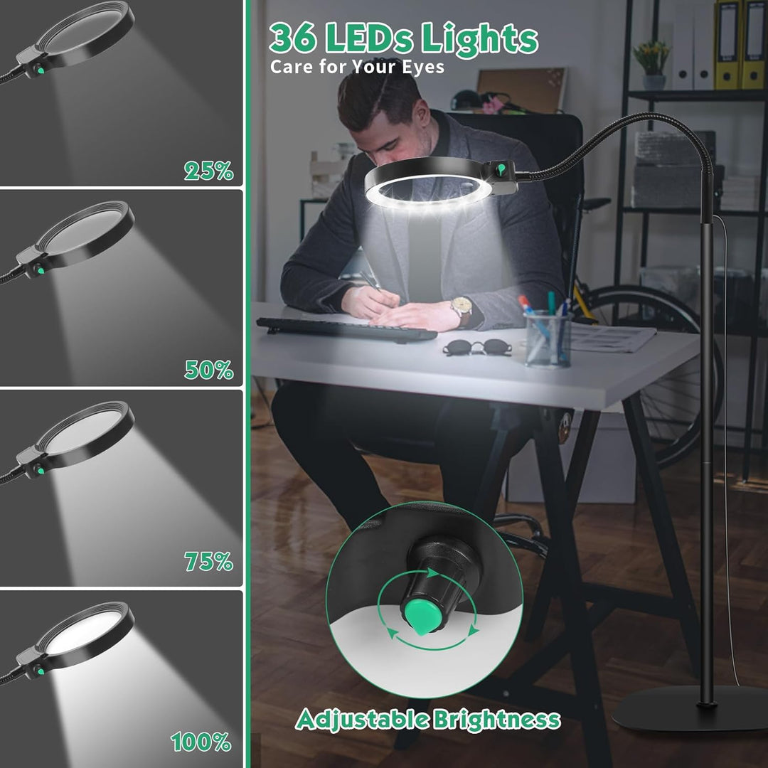 Stornfield | Full-Page Magnifying Glass with LED Light – Hands-Free Reading Aid for Books, Crafts & Hobbies