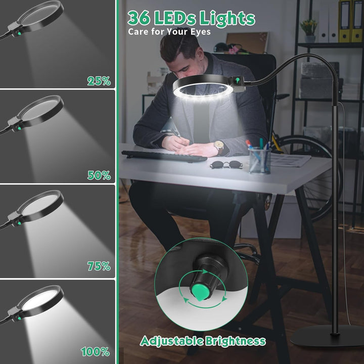 Stornfield | Full-Page Magnifying Glass with LED Light – Hands-Free Reading Aid for Books, Crafts & Hobbies