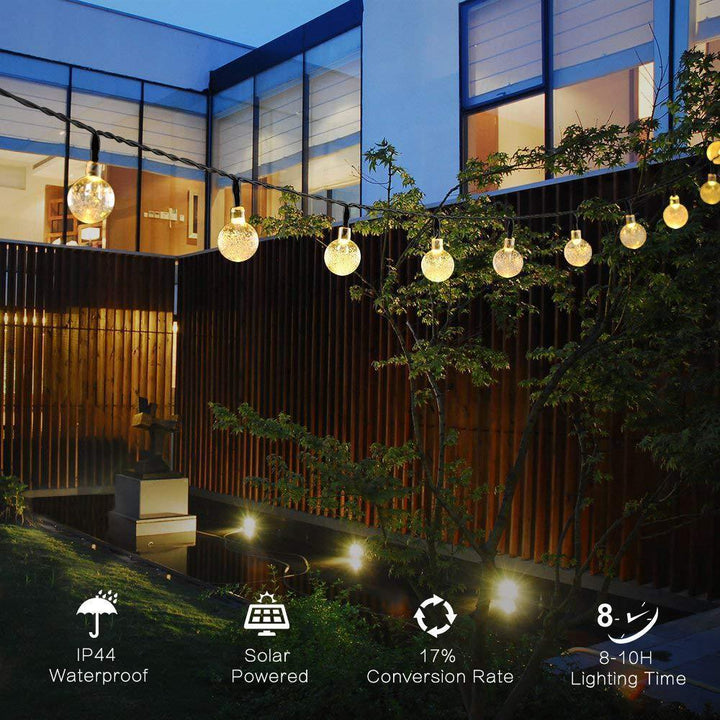 Solar-Powered Crystal Ball String Lights | Stornfield