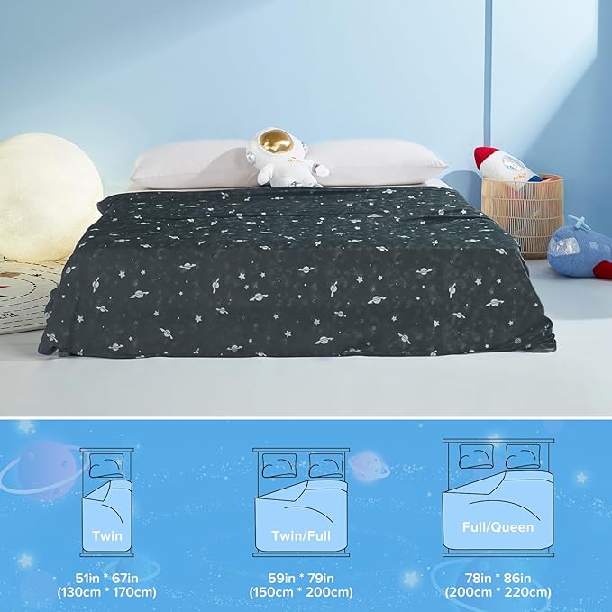 Glow-in-the-Dark Cooling Blanket For Kids– Q-Max > 0.5, Double-Sided Color Black | Stornfield