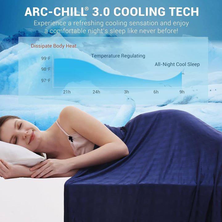 Cooling Blanket – Q-Max > 0.5, Striped & Breathable for Hot Sleepers of Navy Blue | Stornfield