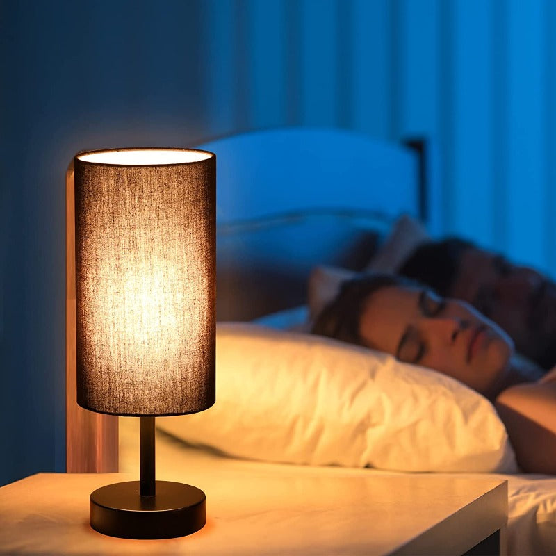 Stornfield | USB Table Lamp Touch Control Bedroom Lamp 3-Way Dimmable Bedside Lamp with Round Linen Shade for Living Room, College Dorm, Home Office