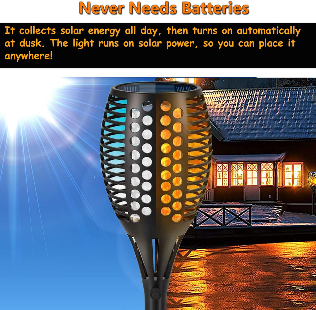 Stornfield | FlameGlow Solar Tiki Torches | Flickering Flame Lights | Durable Garden Lighting