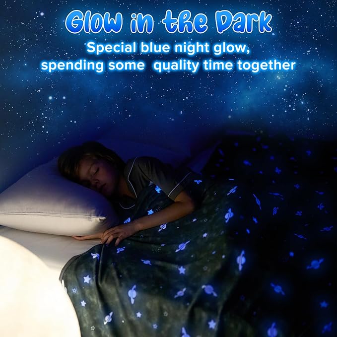 Glow-in-the-Dark Cooling Blanket For Kids– Q-Max > 0.5, Double-Sided Color Black | Stornfield
