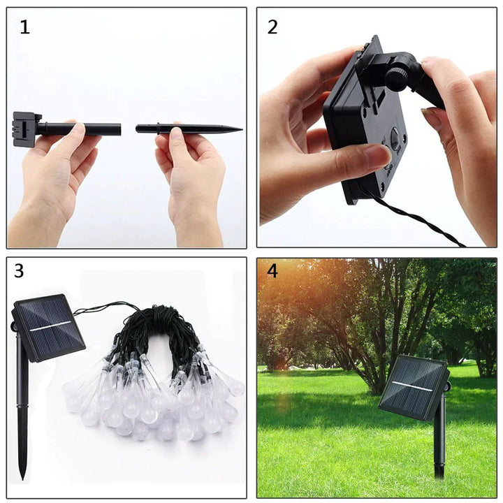 Outdoor Solar String Lights, Garden Decor LED Water Drop Waterproof Lights | Stornfield