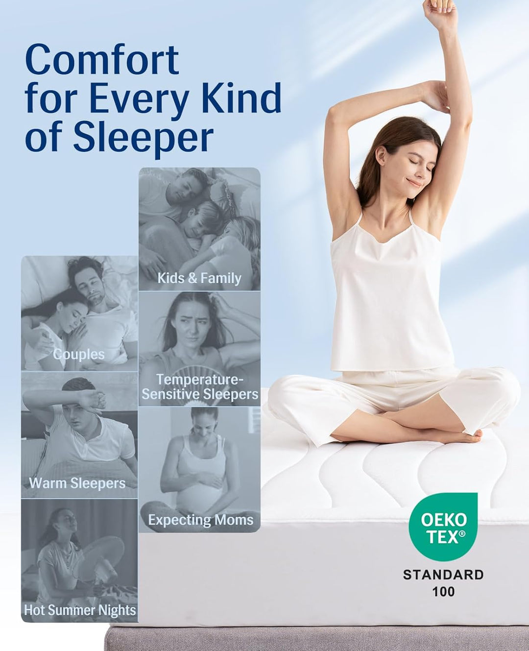 Cooling Mattress Pad King, Upgraded  3.0 + PCM Cooling Washable Mattress Protector for Hot Sleepers, White | Stornfield