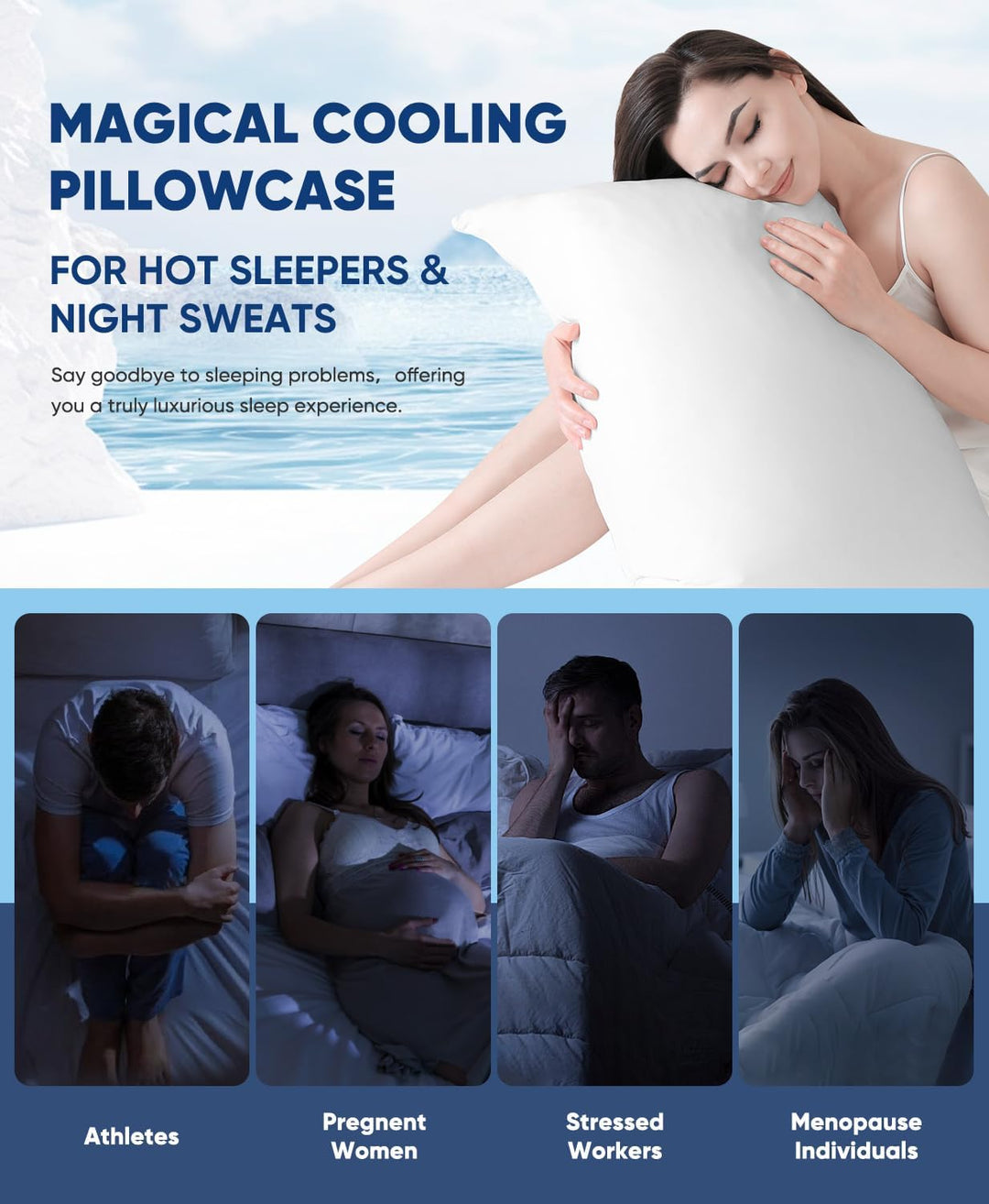 2-Pack Premium Silky Super Cooling White Pillowcases –  Extreme Q-Max 0.5 | Stornfield
