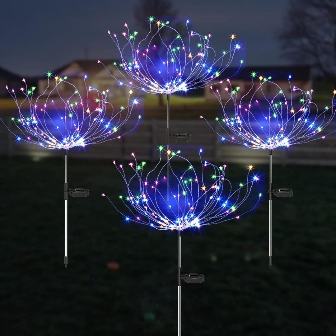 Stornfield | 4 Pieces Solar Firework Garden Lights - Weatherproof LED Decorative Lighting, Solar Powered for Garden and Patio