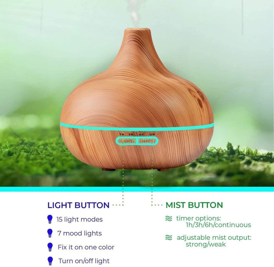 Stornfield | Ultrasonic Diffuser & Top 10 Essential Oils - 400ml Diffuser