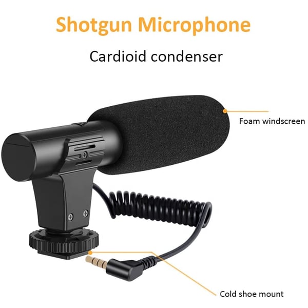 Stornfield | Ensemble de microphone vidéo professionnel avec trépied et lumière vidéo LED