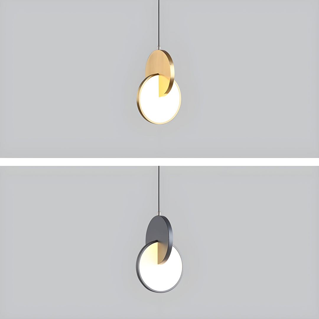 Modern Scandinavian LED pendant lamp with round frame and warm light bowl