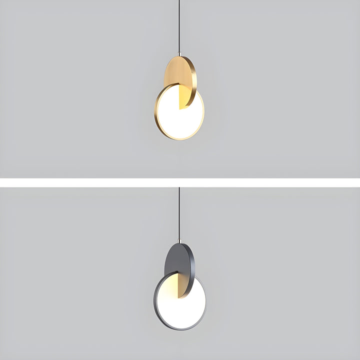 Modern Scandinavian LED pendant lamp with round frame and warm light bowl