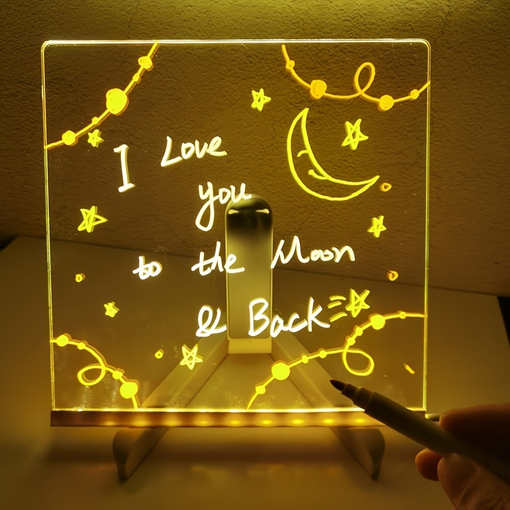 Stornfield | USB LED Noteboard with 12 Color Pens - Light Up Message Board for Office & Home