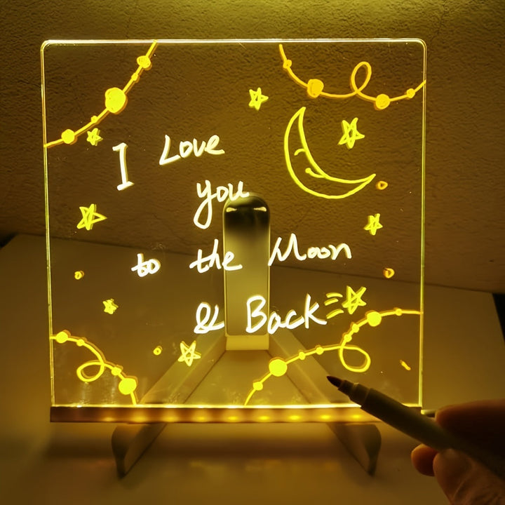 Stornfield | USB LED Noteboard with 12 Color Pens - Light Up Message Board for Office & Home