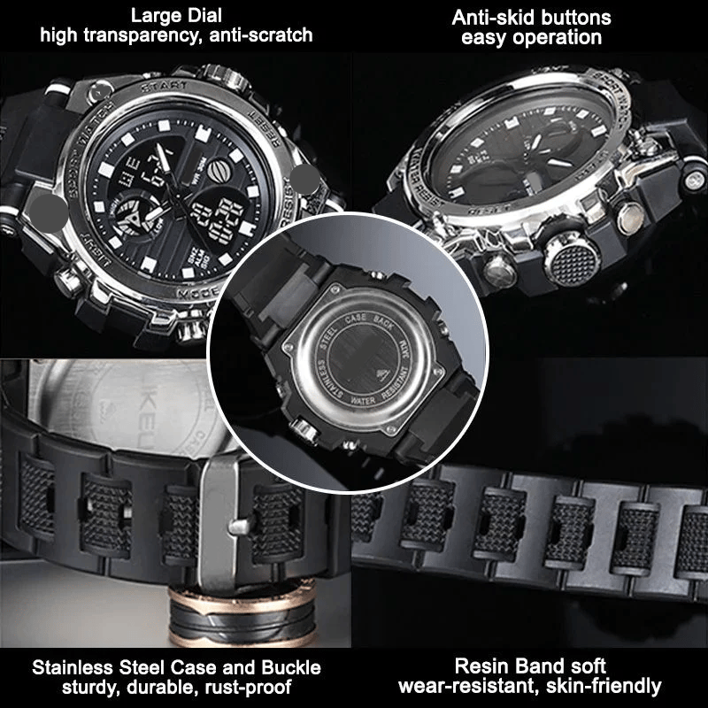 Stornfield | Men's Sporty Luminous Waterproof Multifunctional Dual Display Wristwatch