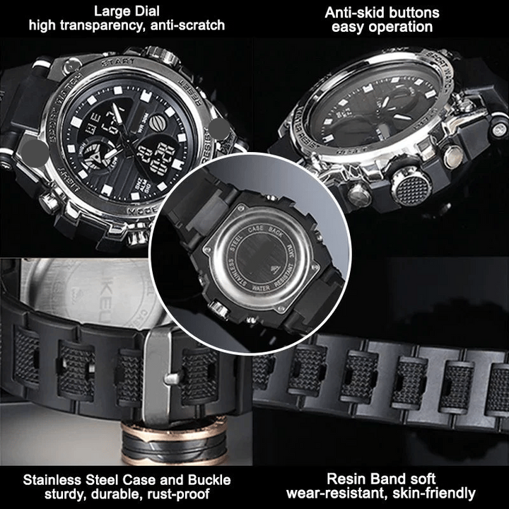 Stornfield | Men's Sporty Luminous Waterproof Multifunctional Dual Display Wristwatch