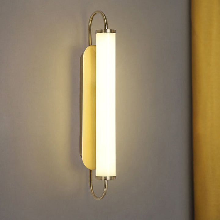 Arc Rectangle Metal Wall Sconce Post-Modern LED Gold Wall Mount Fixture with Tube Acrylic Shade | Stornfield