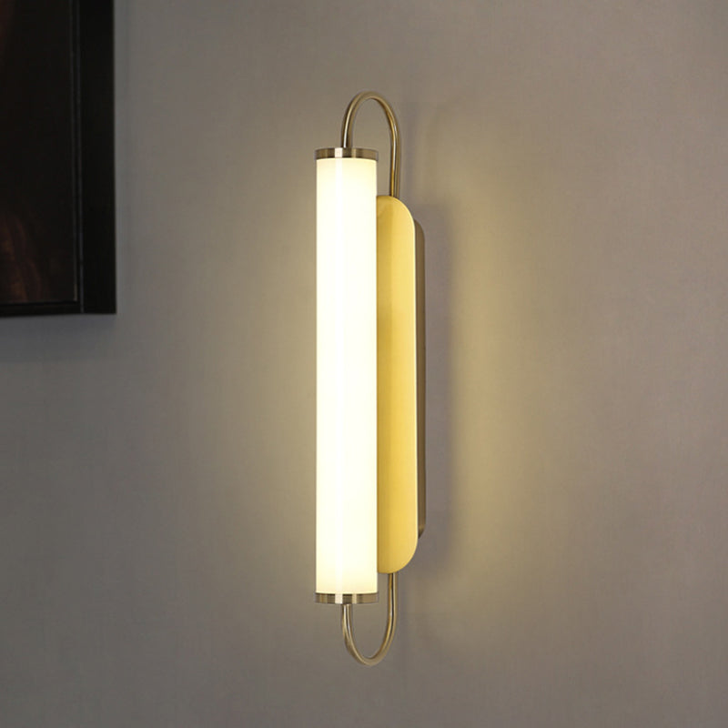 Arc Rectangle Metal Wall Sconce Post-Modern LED Gold Wall Mount Fixture with Tube Acrylic Shade | Stornfield