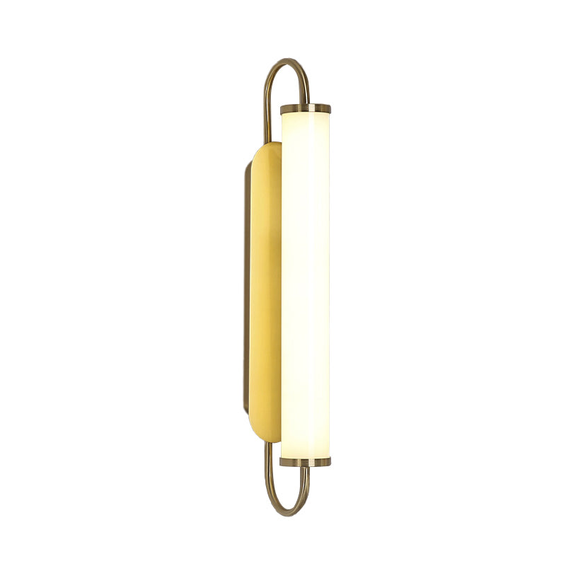 Arc Rectangle Metal Wall Sconce Post-Modern LED Gold Wall Mount Fixture with Tube Acrylic Shade | Stornfield