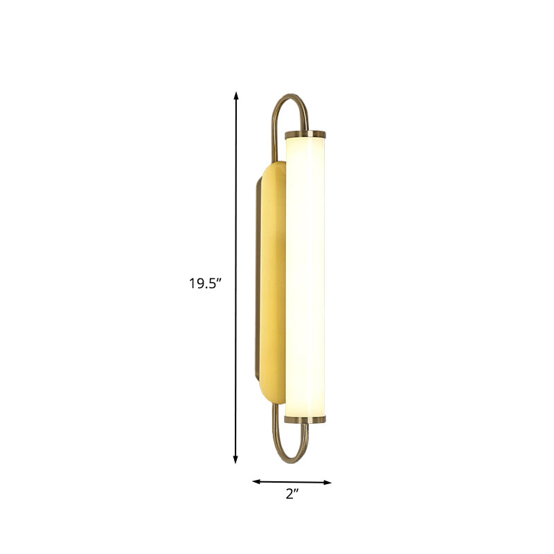 Arc Rectangle Metal Wall Sconce Post-Modern LED Gold Wall Mount Fixture with Tube Acrylic Shade | Stornfield