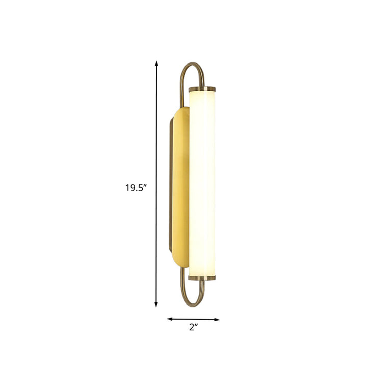 Arc Rectangle Metal Wall Sconce Post-Modern LED Gold Wall Mount Fixture with Tube Acrylic Shade | Stornfield