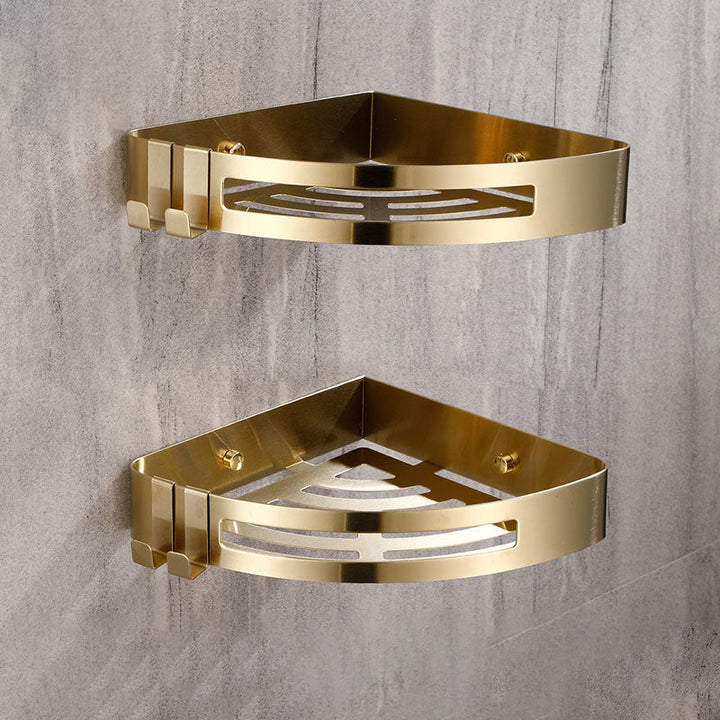 Stornfield | 3-Piece Gold/Silver Modern Bathroom Accessory Set, Bath Shelf