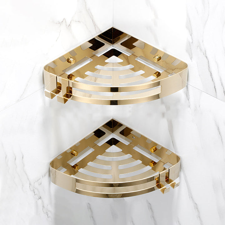 Stornfield | 3-Piece Gold/Silver Modern Bathroom Accessory Set, Bath Shelf